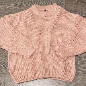 NWOT divided acrylic pink sweater